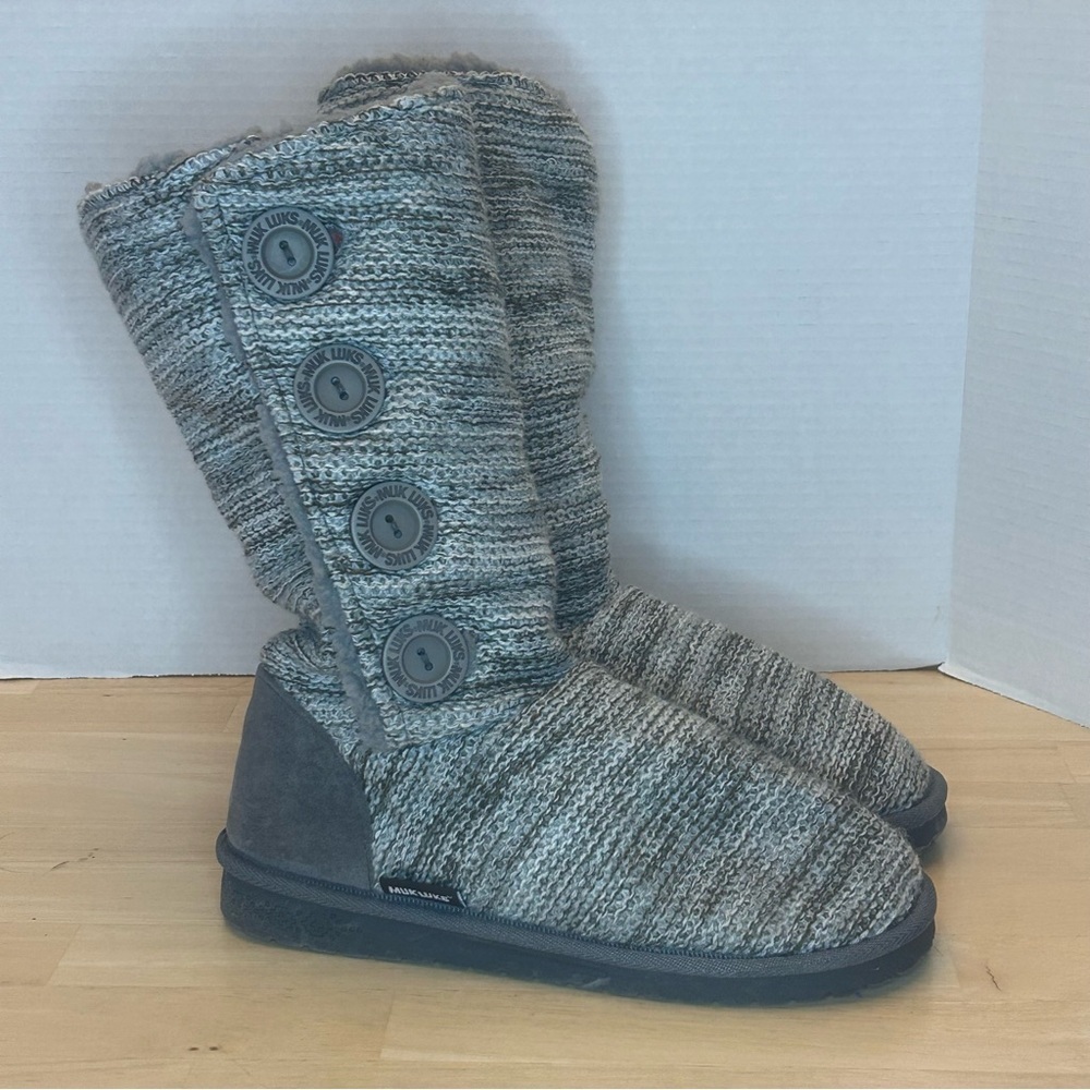 Muk Luks Knit Button Boots-Size 9